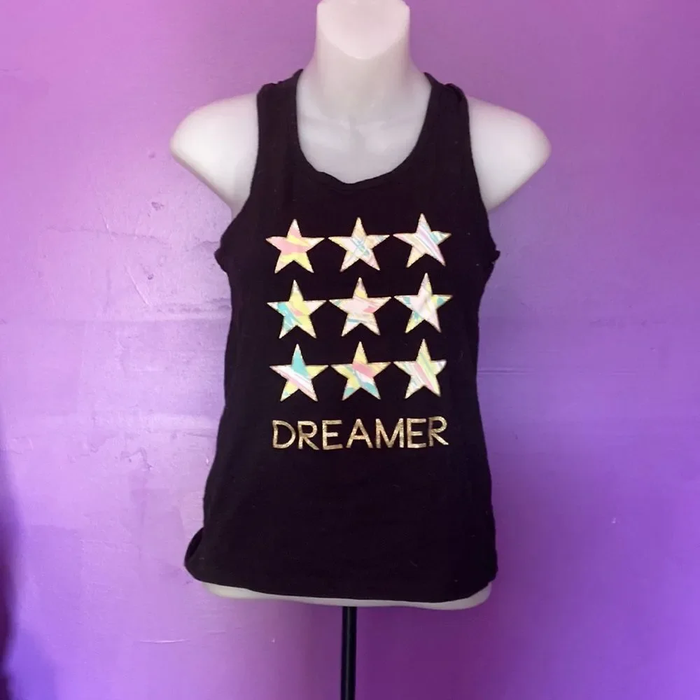 The Children’s Place Black Racerback Tank Top Size L Girls Star Embellished